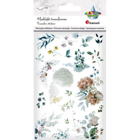 Adesivi transfer con fiori verdi, 2 pannelli