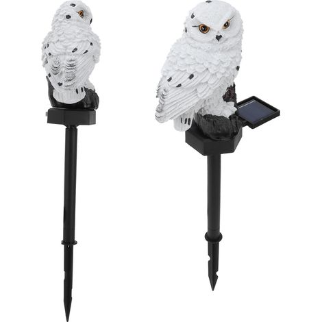 Lampe solaire LED pour jardin, lumière blanc chaud, en forme de hibou, à piquer au sol, éclairage paysager (1/5)