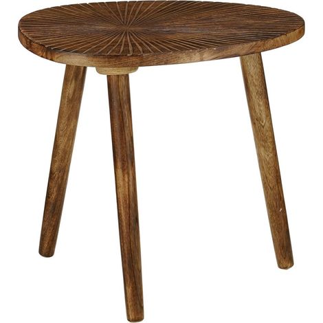 Table d'appoint en bois de manguier marron foncé, bout de canapé et porte-plante 50x36x46 cm - PANGIVO (1/5)