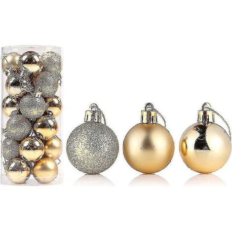 24 boules de Noël délicates, réutilisables et brillantes, pour décorer votre sapin et votre maison.-4cm-Golden (1/5)