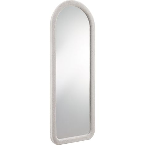 Grand Miroir sur Pied avec Cadre Arrondi en Fausse Fourrure Beige 60 x 160 cm - PANGIVO (1/5)