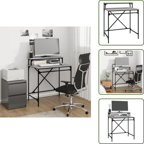 The Living Store Bureau sonoma gris 80x50x90 cm bois d'ingénierie et fer - Bureau bois d'ingénierie