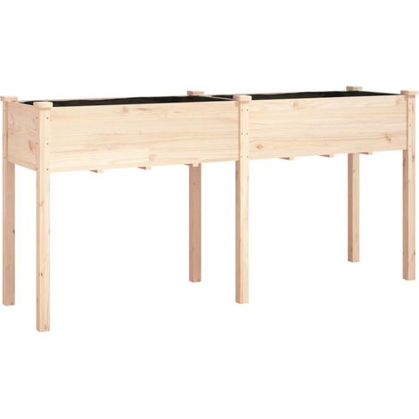 Macetero/huerto elevado con revestimiento 161 x 45 x 76 cm madera maciza de abeto marrón 020038124 (1/5)