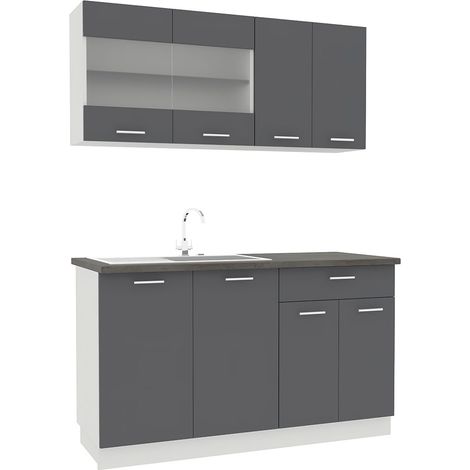 Esilo aménagement de la cuisine, cuisine modulaire 140 cm blanc, gris. (1/4)