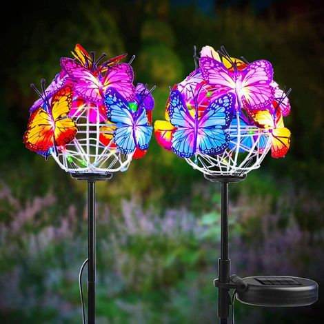 Lampes solaires d'extérieur, boules lumineuses papillon solaires, étanches IP65, décorations de jardin multicolores, deux lampes par paquet-AquaForge