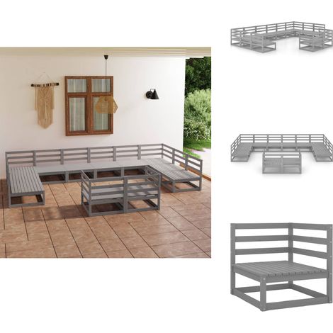 Salon de jardin 12 pcs bois de pin massif - Salon De Jardin - Mobilier De Jardin - Ensemble Salon De Jardin - Bois De Pin - Salon D'extérieur (1/5)