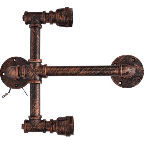Applique murale en fer à double tête, style steampunk, avec douille E27, pour décoration intérieure industrielle (220 V). (1/5)