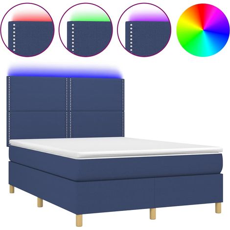 Maison Exclusive - Boxspringbett mit Matratze & LED Blau 140x200 (1/5)