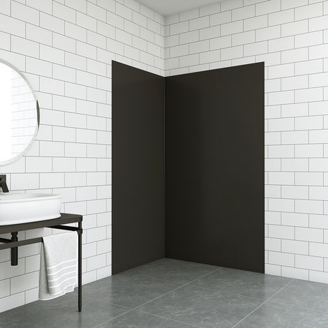 Acezanble Aluminum Cladding Panels Black 2100mm Height 2Pcs Shower Bathroom - size: 800X800MM