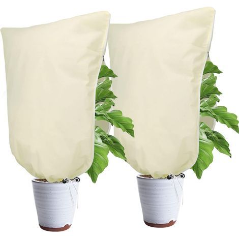 2-Piece Plant Protection Cover, 90g/m², Zipper Closure, Drawstring, Frost and Snow Resistant, Garden (1/5)