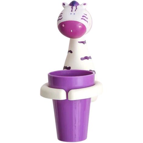 Porte-brosse à dents enfant en forme de zèbre violet, idéal pour la salle de bain. (1/5)