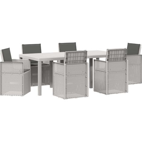 Maison Exclusive - Set da Pranzo per Giardino 7 pz Bianco e Antracite PP (1/5)