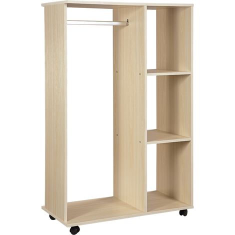 Porte-manteau à 3 étagères et tringle, 80 x 40 x 128 cm, beige. multifonctionnel et robuste, offre un espace de suspension généreux pour vos vêtements, manteaux et accessoires, facile à assembler.