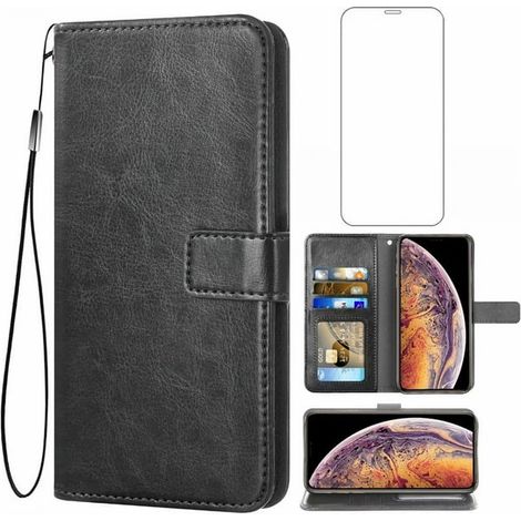 Coque iPhone Xs Max en cuir, étui rabat à fermeture magnétique avec protection intégrale, housse portefeuille élégante pour Apple iPhone XS Max, étui rigide et doux, finition premium (1/5)