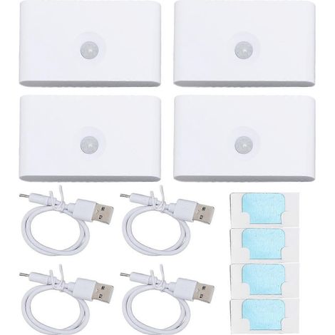 4er-Pack LED-Nachtlichter mit Bewegungsmelder, 2700 K, Typ C, wiederaufladbar, magnetisch, doppelseitig beleuchtet, Bewegungsmelder
