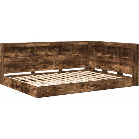 Bookcase Bed Smoked oak 140 x 200 cm Engineered wood vidaXL (1/5)