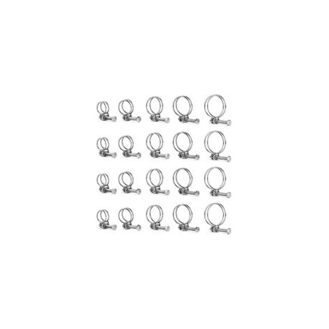 Set mit 20 verstellbaren 16–40 mm Edelstahl-Doppeldraht-Schlauchschellen für Wasserleitungen – Crezuo