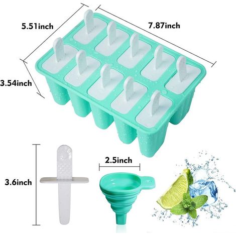 Eisform am Stiel, 10 Mulden, BPA-freie Silikonform, grün (1/5)