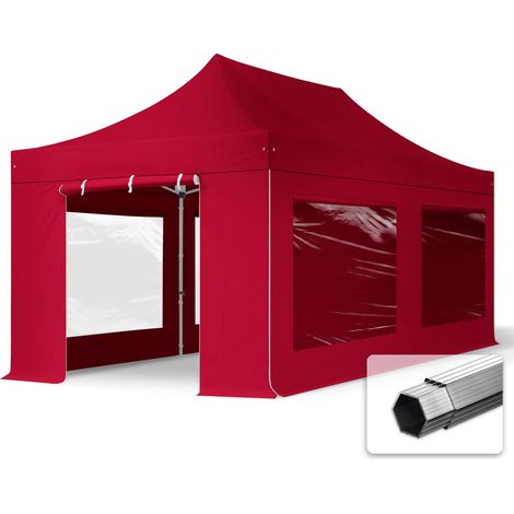 TOOLPORT 3x6 m Tente pliante - Alu, côté panoramique, rouge (1/5)