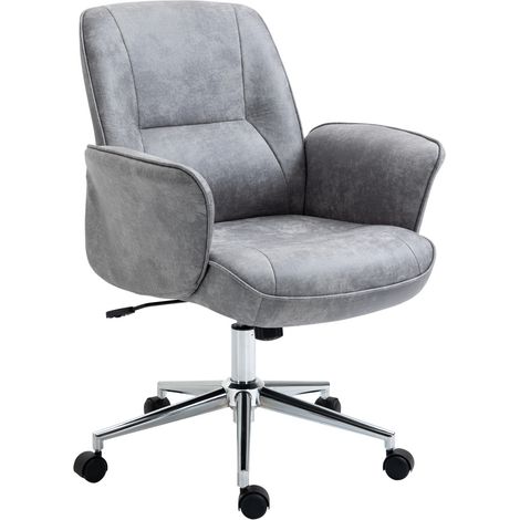 Ergonomischer Bürostuhl, höhenverstellbar und mit Wippfunktion, Mikrofaserbezug, 67 x 69 x 92–102 cm, hellgrau (1/5)