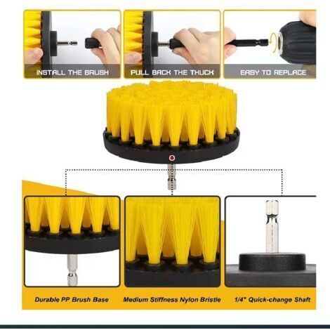 NALOOKAMIC  5 pièces Brosse Perceuse, Outil de Brosse Perceuse Nettoyage Kit, Drill Brush pour Surfaces de Salle de Bain, Sol, Baignoire Carreaux et Voiture (jeu de 5 (2\