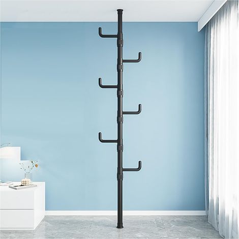 Porte Manteau sur Pied avec 5 Crochets Réglable en hauteur 110 - 310 cm, Portant à Vêtements pour Manteaux Chapeaux Parapluie, noir (1/5)