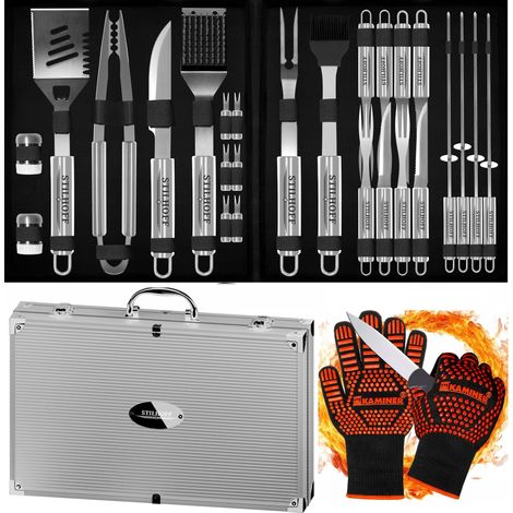 Juego de accesorios para parrilla STILHOFF STRONG GRILL, cubertería de 28 piezas + estuche + guante (1/5)