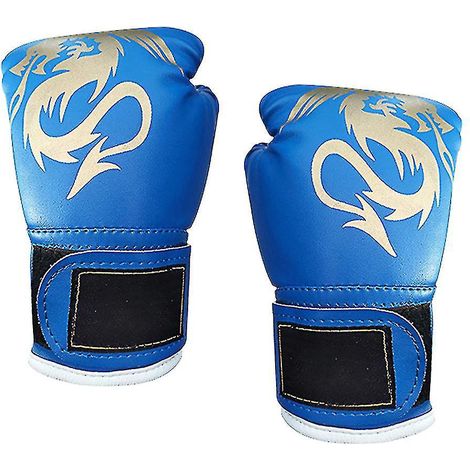 Boxhandschuhe für Kinder und Jugendliche, Trainingshandschuhe für Jungen und Mädchen, geeignet für Sandsacktraining, Kickboxen und Muay Thai – Größe L – Blau