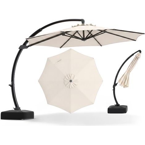 RELAX4LIFE Parasol D茅port茅 Banane 桅3,3M avec Pied - Base Lest茅e 100KG (4 Sacs de Sable) (1/3)
