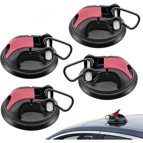 Lot de 4 crochets à ventouse extra forts – crochet adhésif sans perçage pour carrosserie camping, caravane, verre, carrelage. Ventouse extra forte pour voiture,4 Stück Saugnapf Haken (1/4)