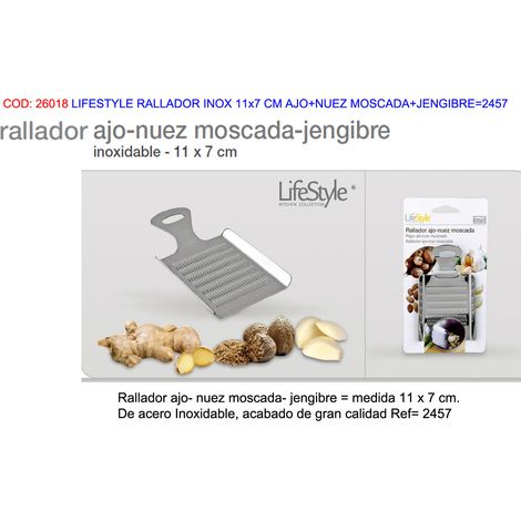 Rallador de acero inoxidable 11x7 cm para ajo, nuez moscada y jengibre LifeStyle