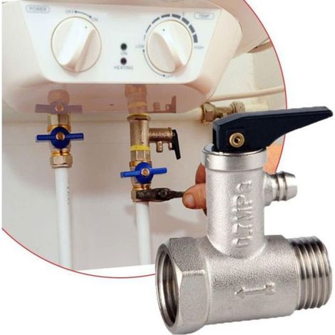 1 pièce 0,7 MPa filetage extérieur 1/2" x filetage intérieur en laiton nickelé, valve de sécurité pour chauffe-eau (1/4)