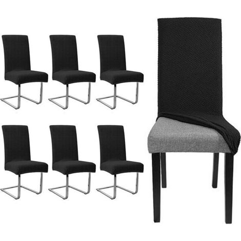 Coprisedie elasticizzati universali – Set da 6, colore nero moderno, elastico ad alta resistenza, adatti a tutti i modelli di sedia.