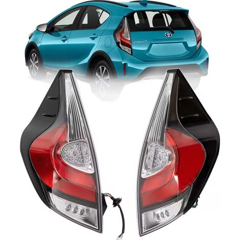 Paire Feux arrière LED pour Toyota Prius C 2015 à 2019 Feu stop + clignotant + feu de recul, boîtier ABS étanche, montage plug & play remplacement origine (1/4)
