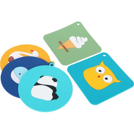 Set mit 5 Silikon-Tischsets, niedliche Tiermotive, hitzebeständig, für Küche und Haushalt. (1/5)