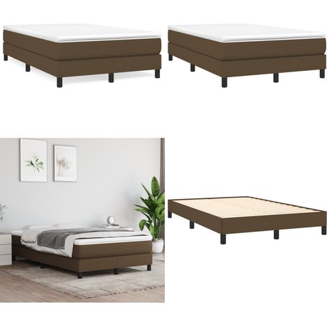 Sommier à lattes de lit et matelas marron foncé 120x190cm tissu - Lit Double - Lit Avec Sommier - Matelas Ressorts Ensachés - Literie - Chambre À Coucher - Home & Living (1/5)