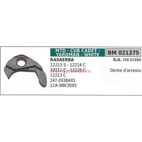 Engranaje de parada de la transmisión autopropulsada MTD cortacésped 12213S 021375