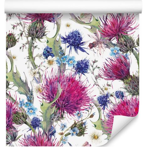 Papel pintado Flores Plantas Hojas Pradera para Salón y Dormitorio 50x1000 cm (1/5)