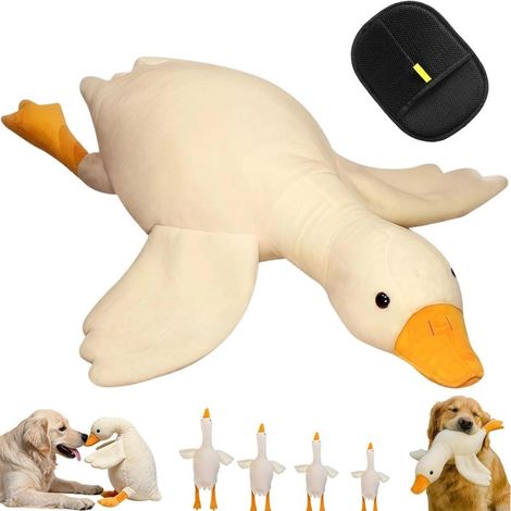 canard indestructible pour chien, peluche résistante à mâcher, grand format (blanc, 90 cm)