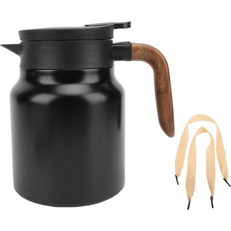 Isolierte Teekanne (1000 ml) mit Filter, Edelstahl, Thermoskanne für Kaffee, Wasser und andere Getränke, matt schwarz. (1/5)