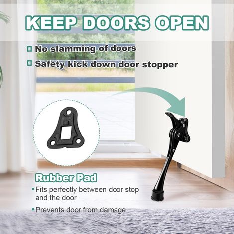 Butée de porte réglable - En alliage de zinc - Pour l'intérieur et l'extérieur - Avec tampon antidérapant - Pour portails légers et lourds - Noir - Taille L