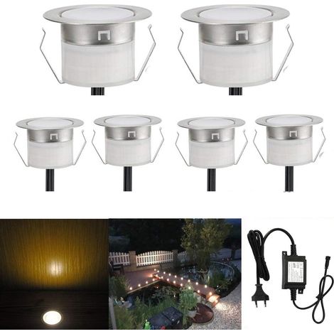 ZOLGINAH Spot à Encastrable Lampe de sol-Lumière (Blanc Chaud) étanche IP67 DC12V 0.6W Ø31mm-éclairage pour terrasse, patio, chemin, mur, jardin, décoration, intérieur et extérieur-6 pièces (1/5)
