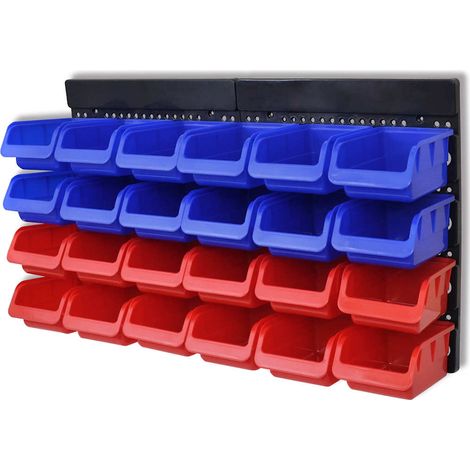 vidaXL Étagère à outils de garage murale 2 pcs Bleu et rouge (1/5)