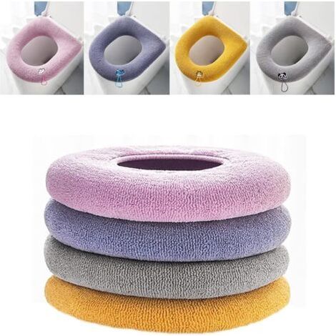4 Pièces Housse de Siège de Toilette,Toilet Seat Cover, Housse de siège de WC, Antibactérien, Siège de Toilette en Tissu Chaud Lavables (1/5)