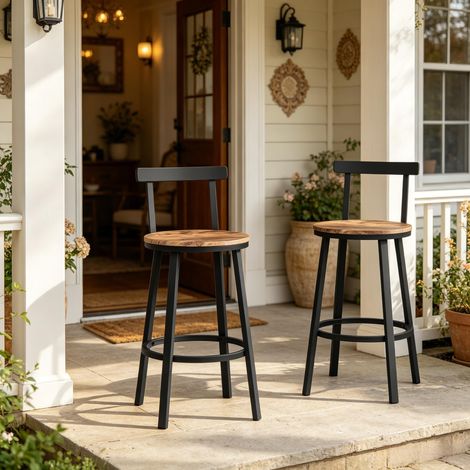 Tabouret d'appoint moderne, tabouret de salle à manger avec dossier incurvé, chaise de cuisine, tabouret de bar et tabouret de petit-déjeuner (lot de 2) (1/5)