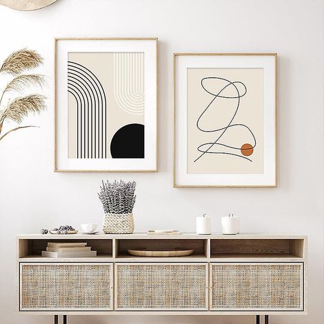20cm X 25cm,deux Panneaux,ffiche Decoration Murale, Ensemble D'images De Abstraites Ligne, Modernes Tableaux, Posters Et Arts Dcoratifs Pour La Ma (1/4)