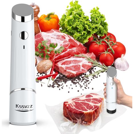 Mini Machine Sous Vide Alimentaire, 60 kPa Portable Appareil Sous Vide Alimentaire avec 10 Sacs Sous Vide, Rechargeable, pour Maison Voyages Camping et la Aliments Conservation (1/5)