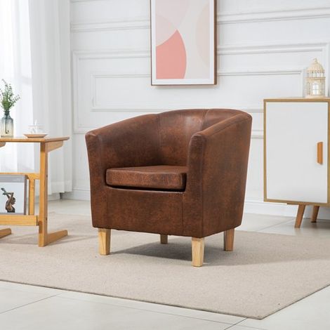 WestWood Luxury Faux Leather Tub Chair Armchair Office Reception Sofa Living Room Vintage Brown (1/5)