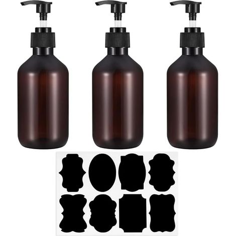 3 Pièces - Distributeur à Pompe - Flacon Vide 300 ML - Pour Savon Liquide Lotion Shampooing - Usage Salle de Bain Cuisine Voyage - Transparent - 300 ML