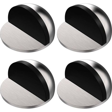 Butée de porte de sol en acier inoxydable 4 pièces, butée de porte demi-lune ovale montée au sol, butée de porte avec colle 3M, auto-adhésive, protège vos murs contre les dommages causés par les vis, (1/5)